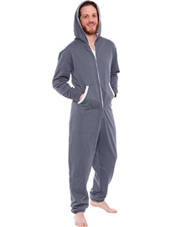 Men's Hooded Jumpsuit - Zip Up One Piece Pajamas