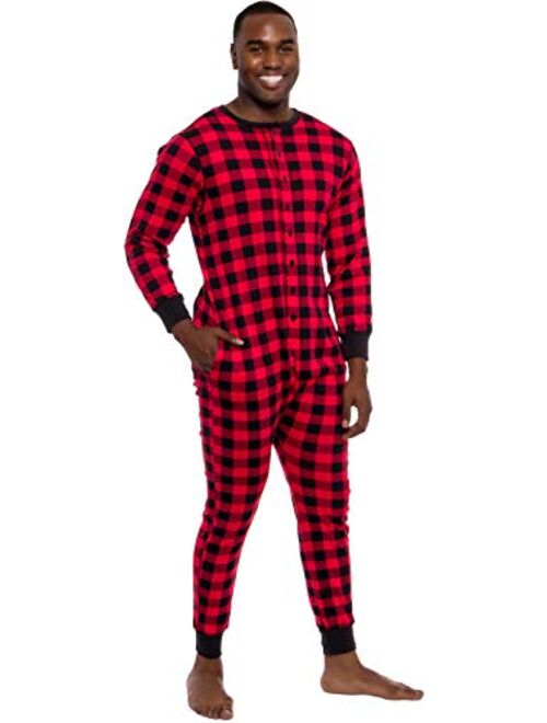 Ross Michaels Men's Buffalo Plaid One Piece Pajamas - Adult Union Suit Pajamas with Drop Seat