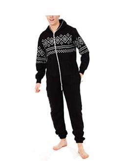 Juicy Trendz Mens Aztec Printed Onesie Adult Hooded Jumpsuit Unisex One Piece Non Footed Pajamas