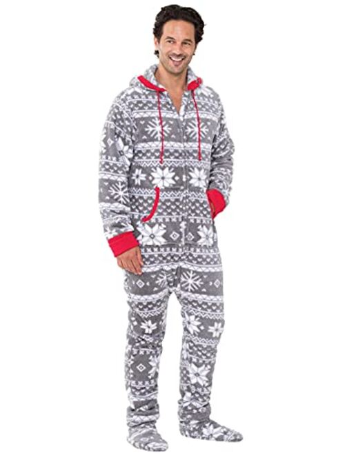 PajamaGram Fun Adult Onesie Men - Footed Pajamas for Men, Warm Fleece