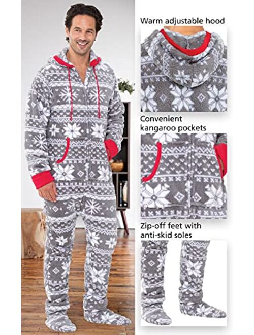 PajamaGram Fun Adult Onesie Men - Footed Pajamas for Men, Warm Fleece