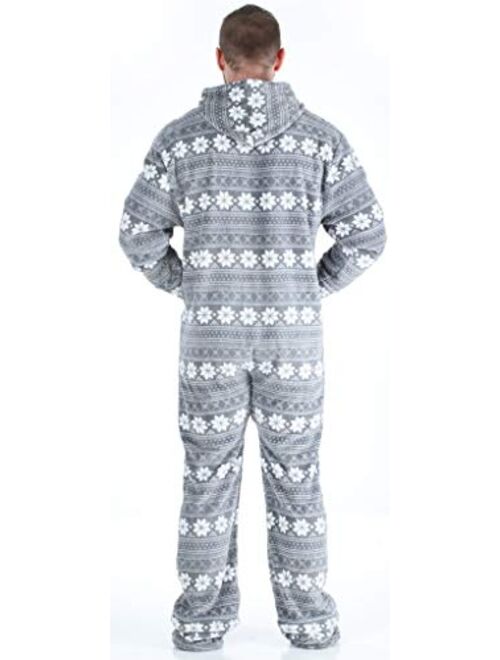 SleepytimePjs Men's Fleece Hooded Footed Onesie Pajamas
