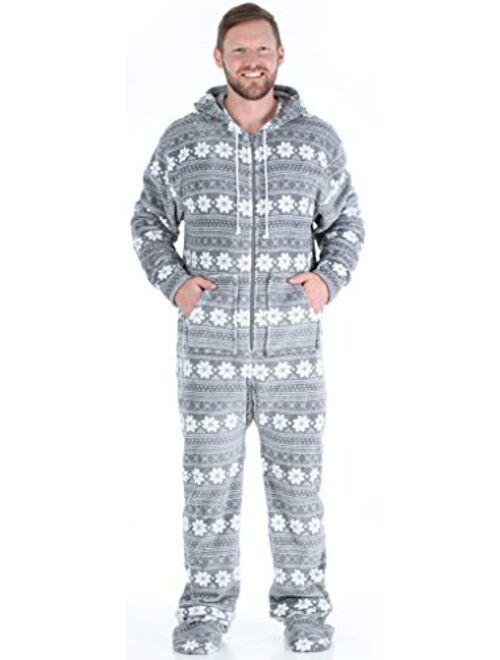 SleepytimePjs Men's Fleece Hooded Footed Onesie Pajamas