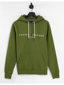 classic logo hoodie in dark green