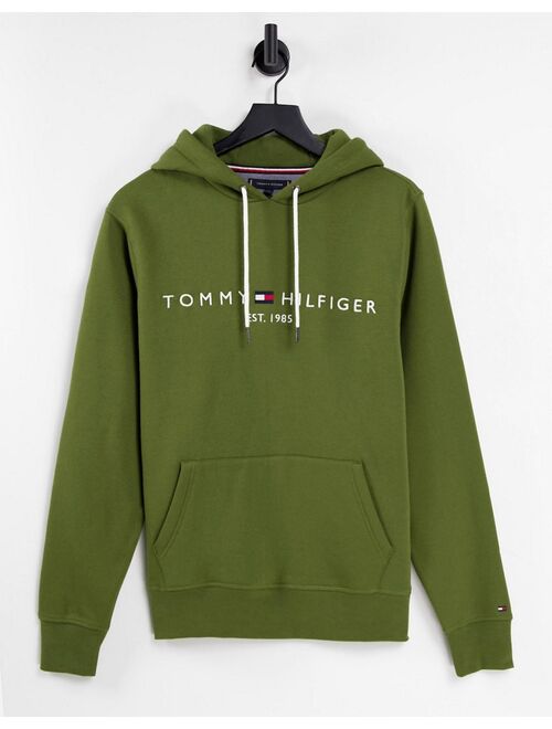 Tommy Hilfiger classic logo hoodie in dark green