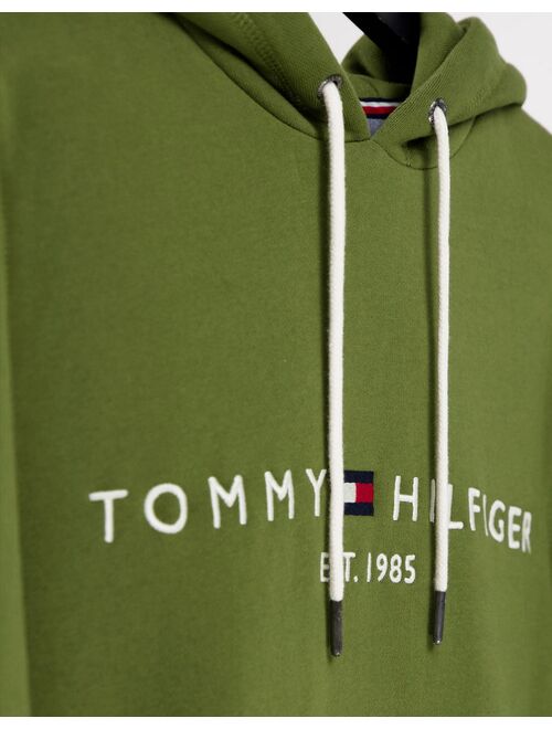 Tommy Hilfiger classic logo hoodie in dark green