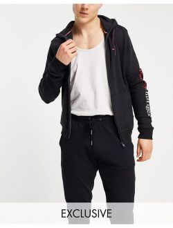 lounge hoodie with front remix logo in black - Exclusive to ASOS