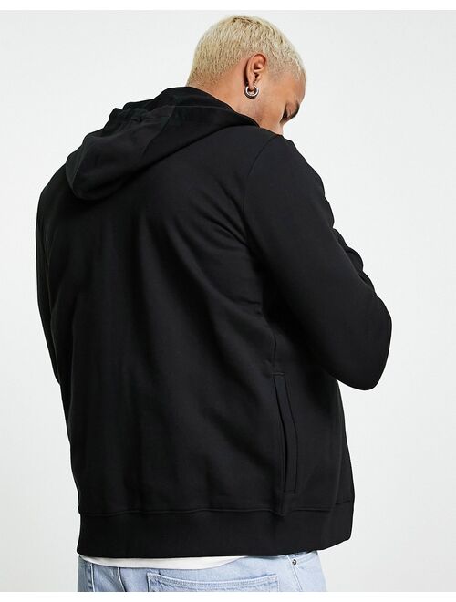 Hugo Boss HUGO Daple212 contrast box logo zip through hoodie in black