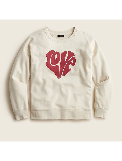 J.Crew University terry "Love" heart sweatshirt