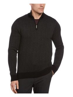 Men's Herringbone Quarter Zip Sweater