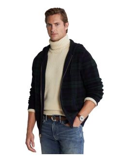 Men's Tartan Washable Wool Hooded Sweater