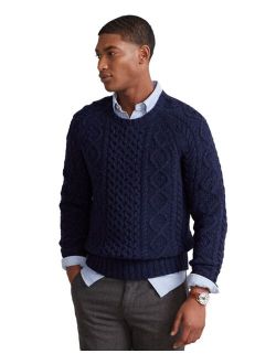 Men's Speckled Aran-Knit Wool-Blend Sweater