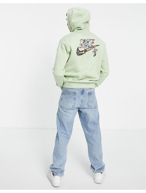 Nike Futura Fantasy Creature graphic back print fleece hoodie in dusty green