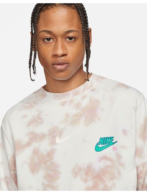 Nike Festival tie dye graphic crew neck sweatshirt in sand