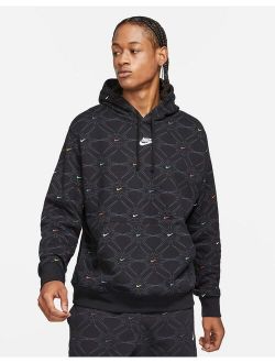 Branded AOP Pack all over logo hoodie in black/multi