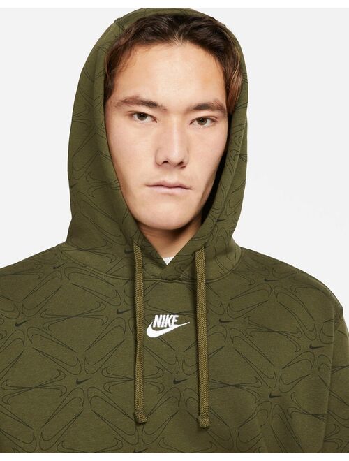 Nike Branded AOP Pack fleece hoodie in khaki