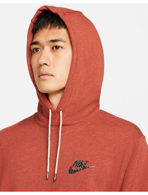 Nike Revival fleece hoodie in dusty red