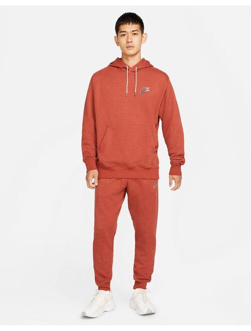 Nike Revival fleece hoodie in dusty red
