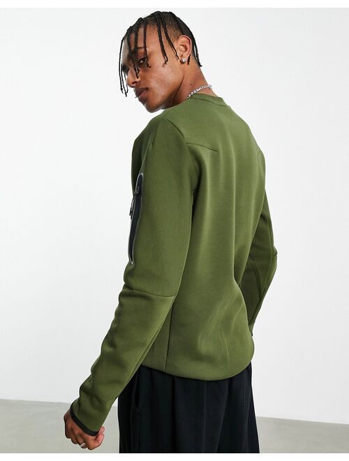 Nike Tech Fleece crew neck sweatshirt in khaki