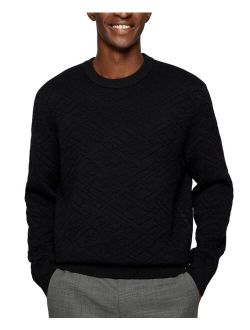 BOSS Men's Wool-Blend Relaxed-Fit Sweater