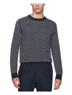 BOSS Men's Jacquard-Woven Cotton Sweater