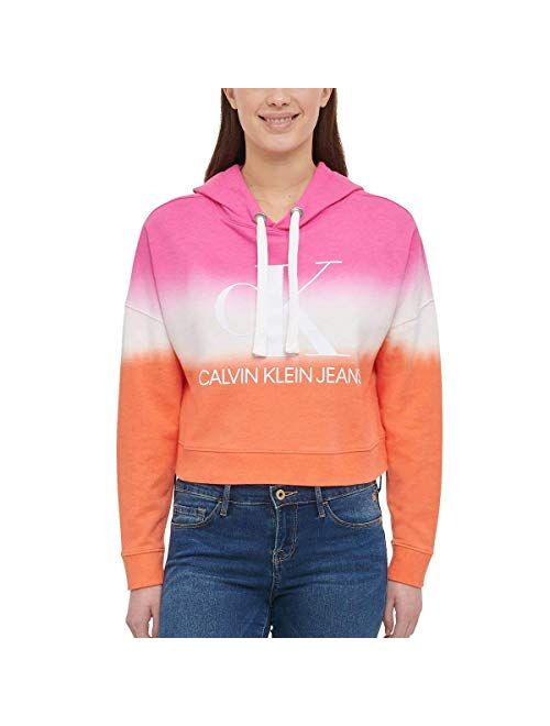 Calvin Klein Jeans Womens Monogram Logo Tie Dye Block Hoodie