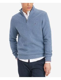 Men's Textured Mock Neck Quarter Zip Sweater