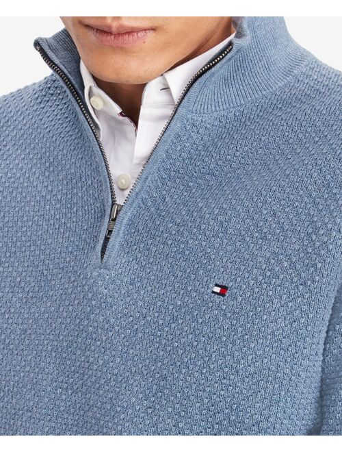 Tommy Hilfiger Men's Textured Mock Neck Quarter Zip Sweater