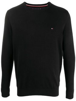 Logo Pacth Jumper Crew Neck Pullover Solid Sweater