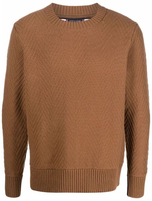 Tommy Hilfiger Zigzag-Knit Jumper Crew Neck Long Sleeve Pullover Sweater