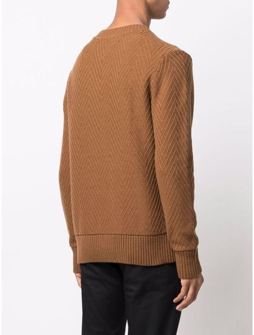 Tommy Hilfiger Zigzag-Knit Jumper Crew Neck Long Sleeve Pullover Sweater