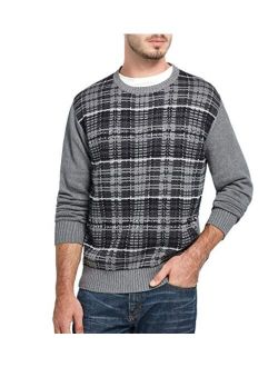Mens Cotton Ribbed Trim Crewneck Sweater