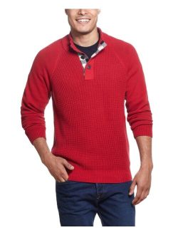 Men's Plaid Placket Cotton Sweater