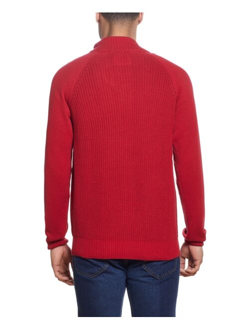 Weatherproof Vintage Men's Plaid Placket Cotton Sweater