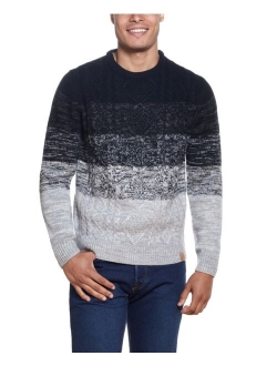 Men's Ombre Cable Crew Neck Sweater