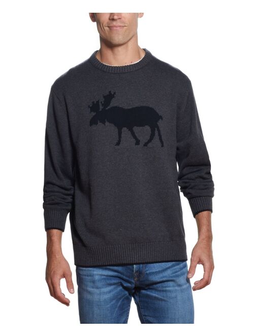 Weatherproof Vintage Men's Moose Crew Neck Sweater