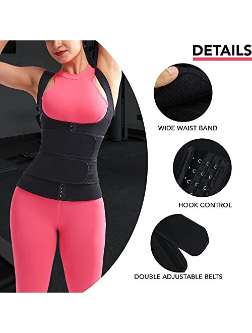 MASS21 Waist Trainer Vest for Women Neoprene Sweat Cincher Corset Double Strap Workout Waist Trimmer Shapewear