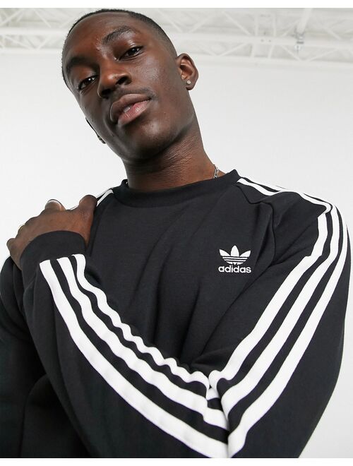 Adidas Originals Originals adicolor three stripes crew sweatshirt in black