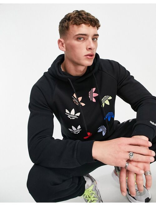 Adidas Originals Originals adicolor bold hoodie in black with multi branding