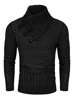 Men's Knitted Turtleneck Sweater Long Sleeve Slim Fit Designer Shawl Collar Pullover