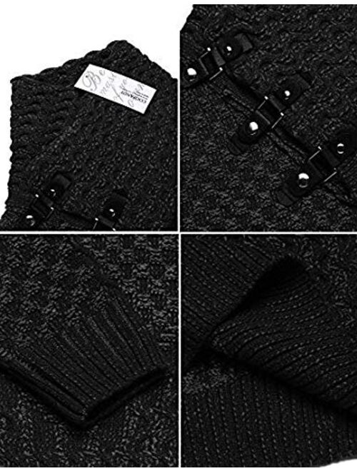 COOFANDY Men's Knitted Turtleneck Sweater Long Sleeve Slim Fit Designer Shawl Collar Pullover