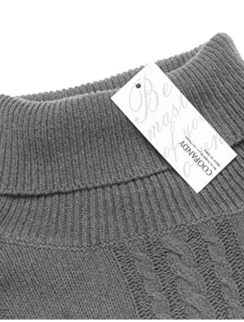 COOFANDY Men's Slim fit Turtleneck Sweater Casual Cable Knitted Pullover Sweaters for Fall Winter