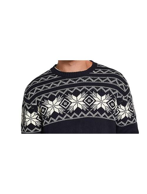 Weatherproof Vintage Mens Aztec Ribbed Trim Crewneck Sweater