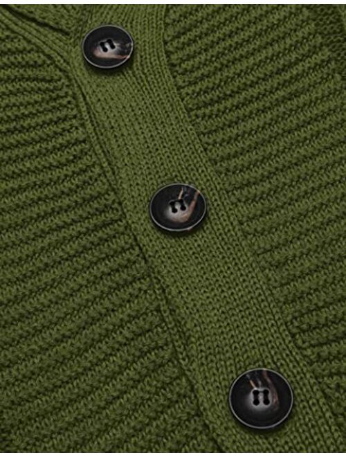COOFANDY Men's Shawl Collar Cardigan Sweater Slim Fit Casual Cable Knitted Sweaters with Buttons and Pockets