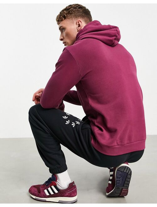 Adidas Originals Originals adicolor large trefoil hoodie in plum