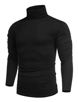 Men's Casual Slim Fit Turtleneck T Shirts Lightweight Basic Cotton Pullovers