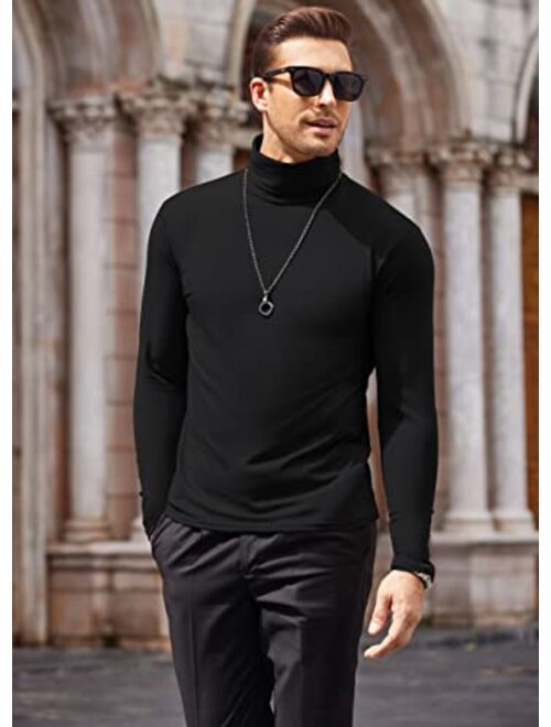 COOFANDY Men's Casual Slim Fit Turtleneck T Shirts Lightweight Basic Cotton Pullovers