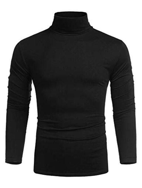 COOFANDY Men's Casual Slim Fit Turtleneck T Shirts Lightweight Basic Cotton Pullovers