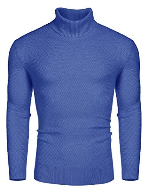 Buy COOFANDY Men's Slim Fit Turtleneck Sweater Casual Thermal Knitted ...