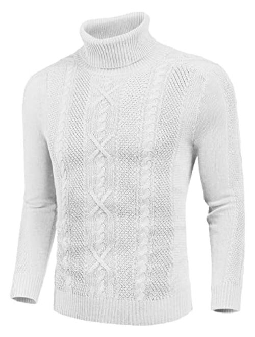 Buy COOFANDY Men's Slim Fit Turtleneck Sweater Casual Warm Twisted ...